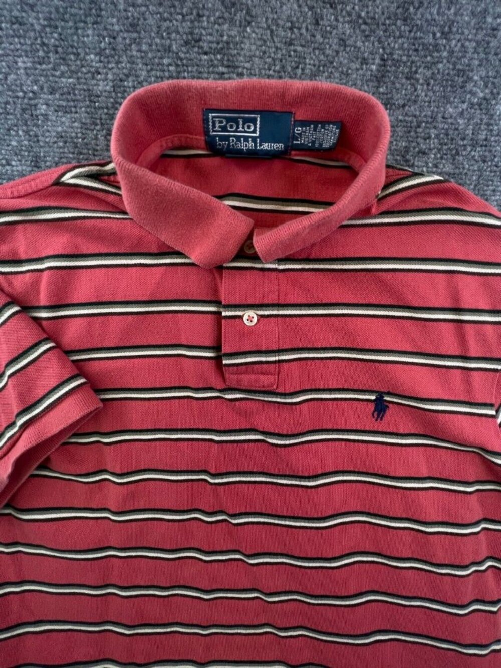 Polo Ralph Lauren Short Sleeve Polo Shirt Large Striped Custom Fit Multicolor